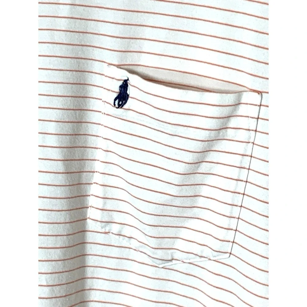 Polo Golf Ralph Lauren Shirt Mens XL White Red Pinstripe Peruvian Cotton Stretch